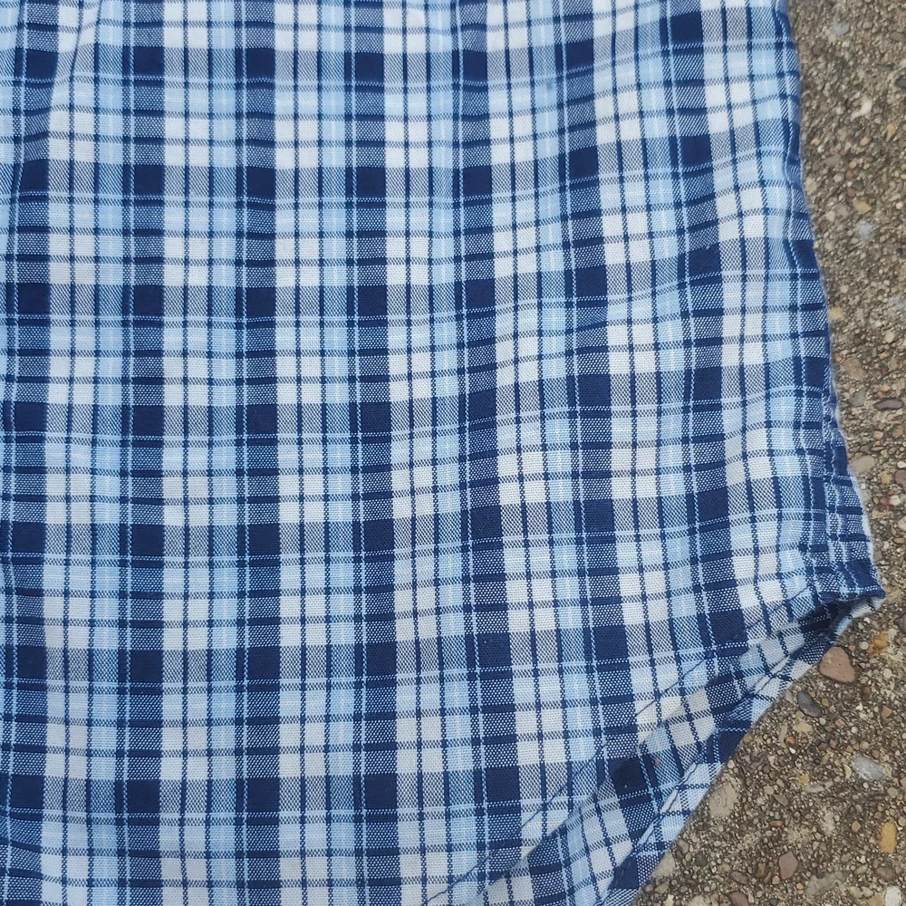 Ralph Lauren Button Front Plaid Boys Top Youth 7 Blues White